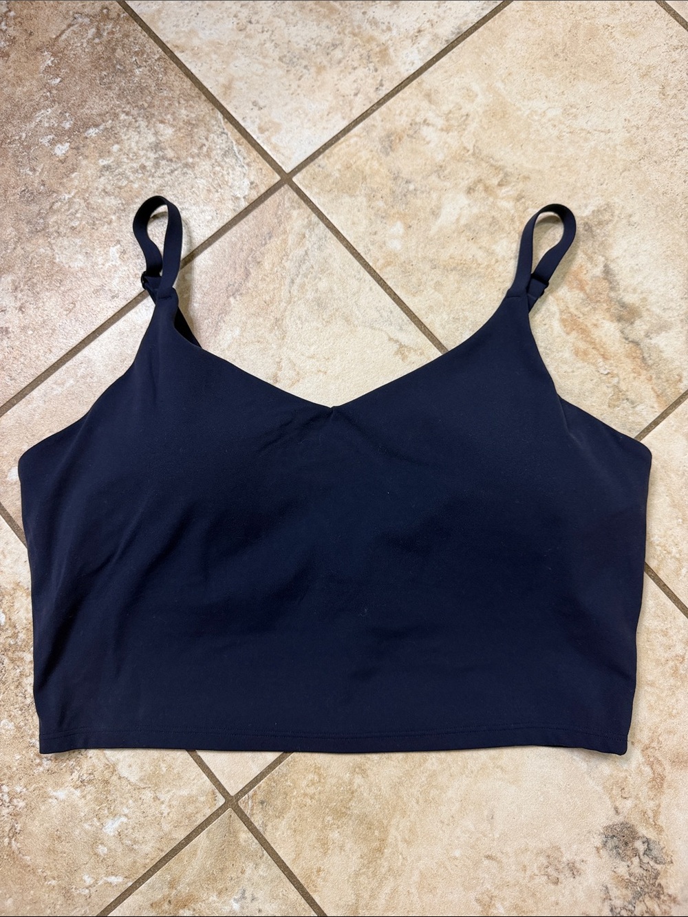 Athleta Women's Seamless Navy longline Sports bra crop top size L
